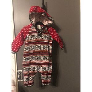 Hanna andersson size 60 3m 6m red fair isle romper christmas sweater